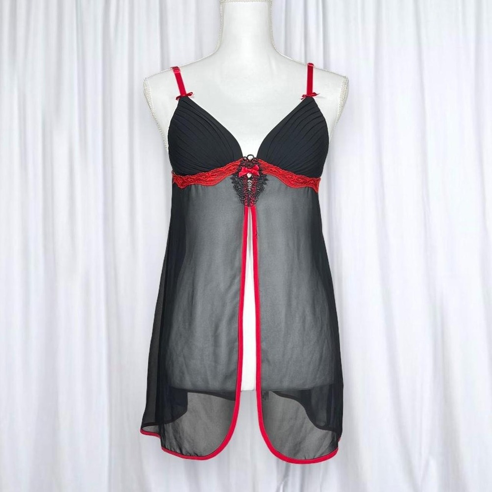 Linea Donatella Black Red Nightie Lingerie Romantic Slip Dress